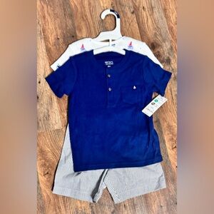 Carter’s Baby 3-Piece Set Bodysuit, Tee & Shorts, Blue,Size 24 Months, NWT